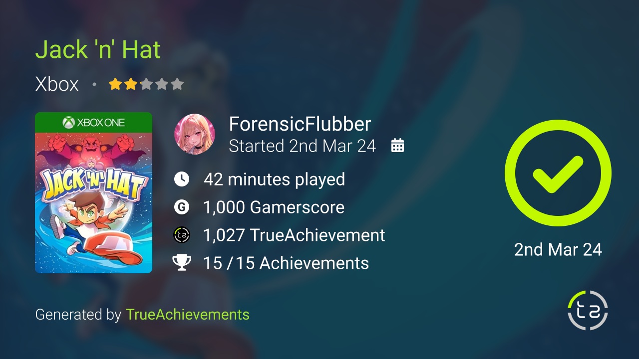 Jack 'n' Hat achievement summary